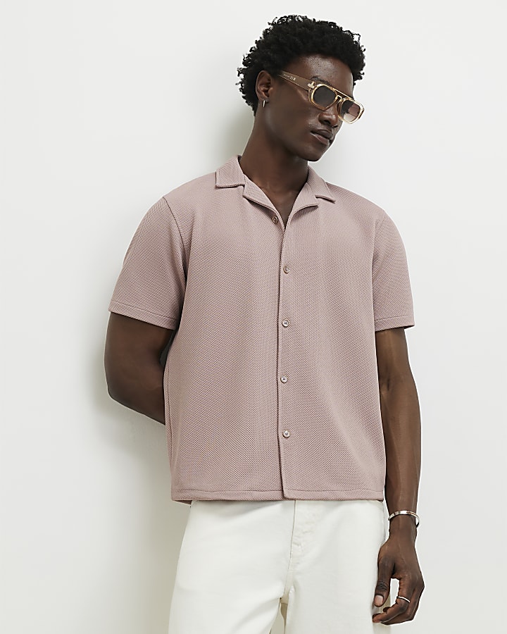 Pink Regular Fit Revere Shirt