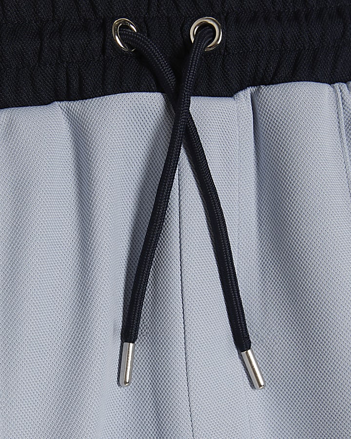 Blue Regular Fit Pique Taped Shorts