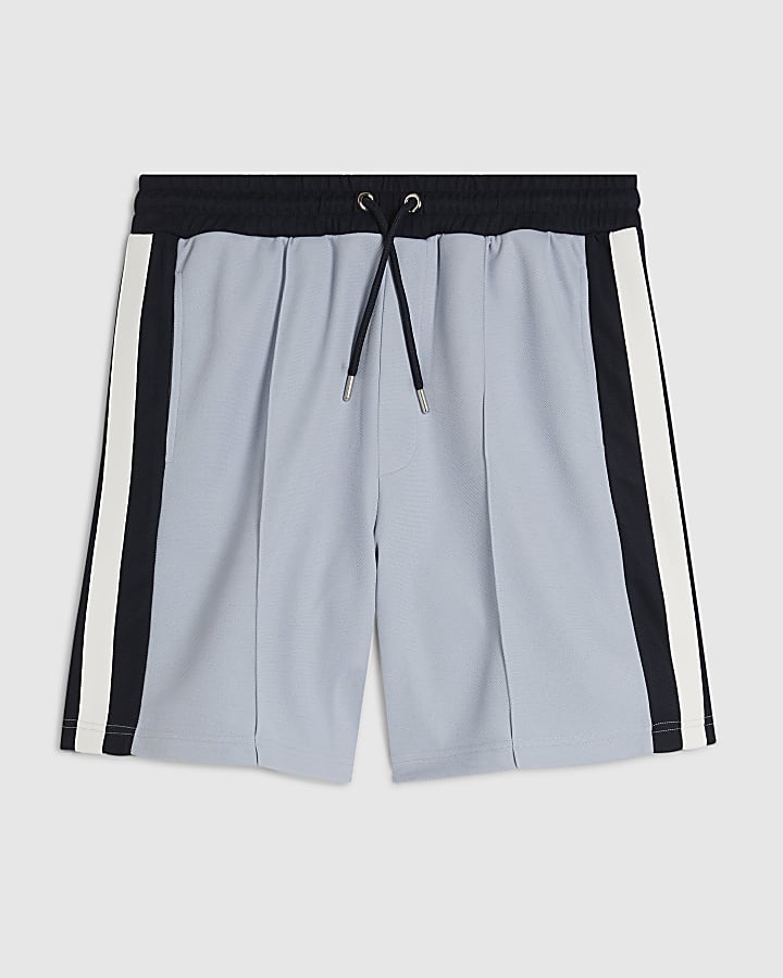 Blue Regular Fit Pique Taped Shorts