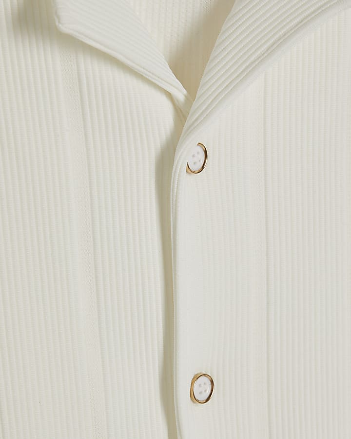 White Regular Fit Textured Stripe Shirt