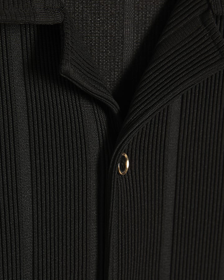 Black Regular Fit Textured Stripe Shirt