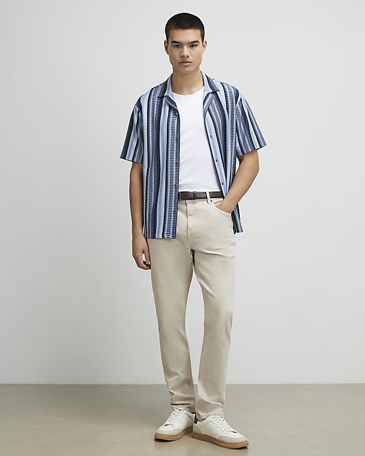 Blue Regular Fit Geometric Print Shirt