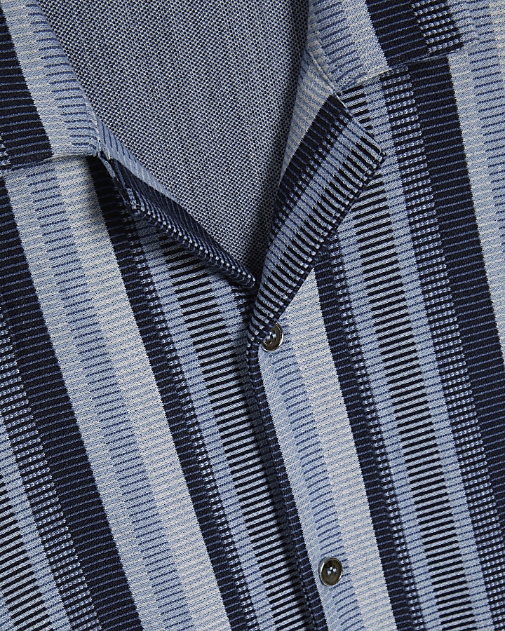 Blue Regular Fit Geometric Print Shirt