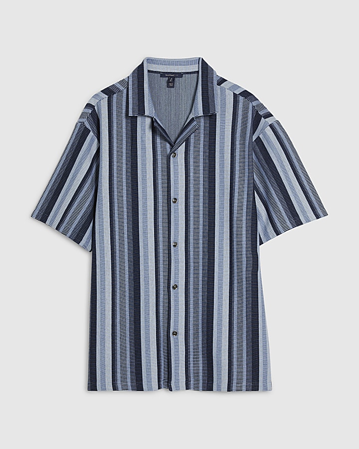 Blue Regular Fit Geometric Print Shirt