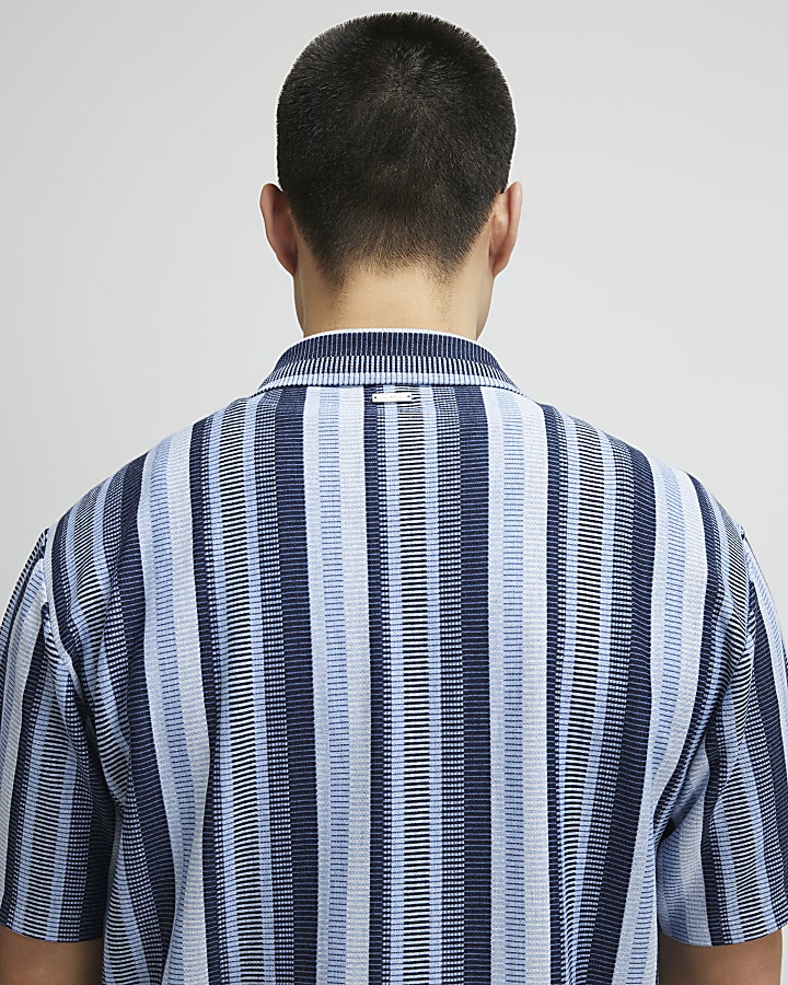 Blue Regular Fit Geometric Print Shirt