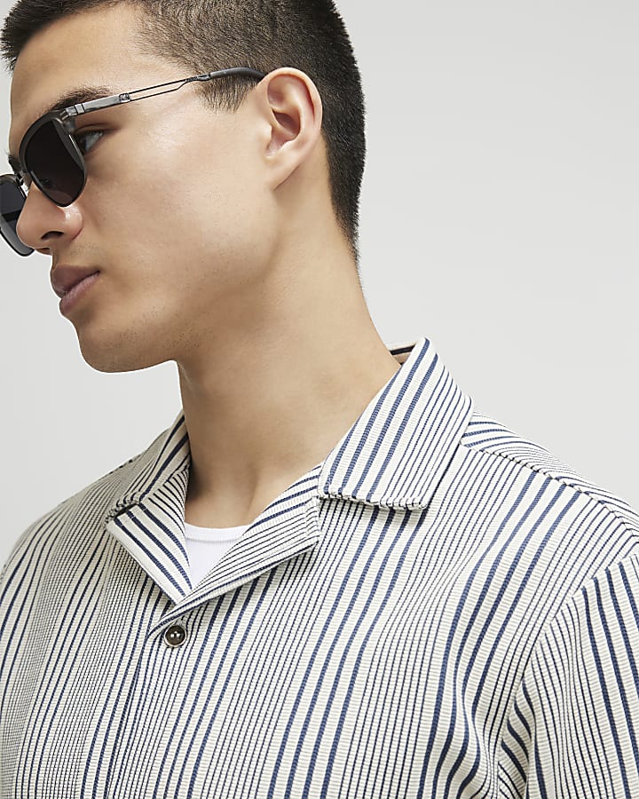Blue Regular Fit Stripe Shirt