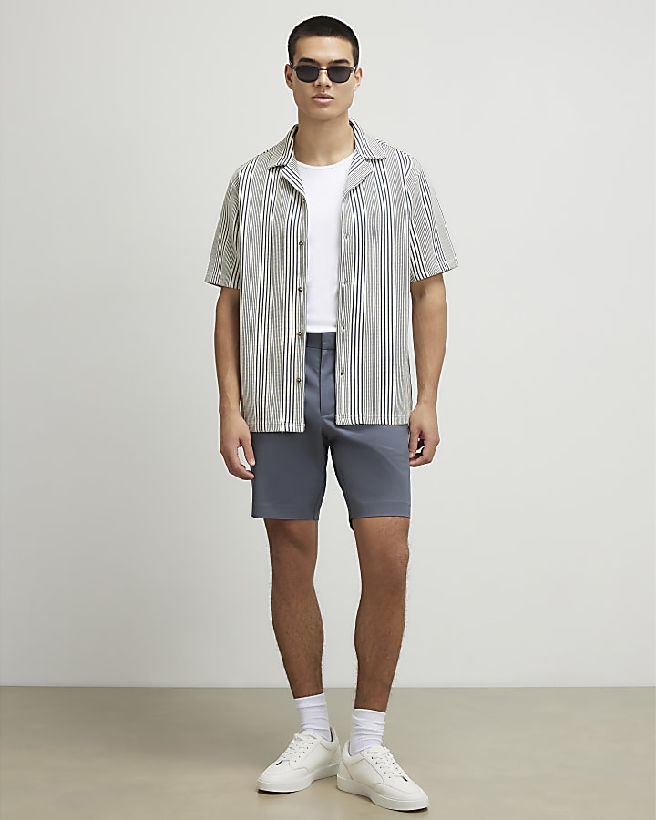 Blue Regular Fit Stripe Shirt