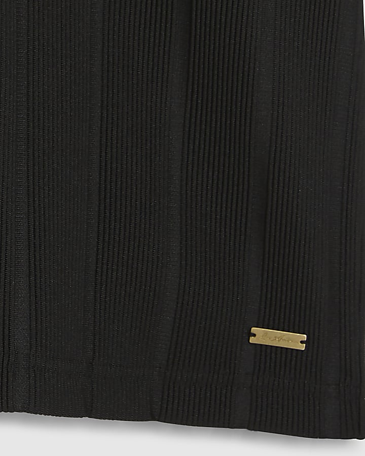 Black Slim Fit Open Neck Polo Shirt