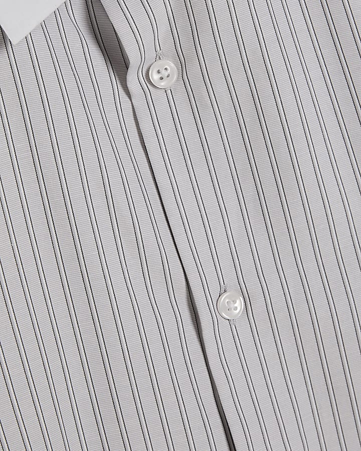 Grey Slim Fit Stripe Shirt