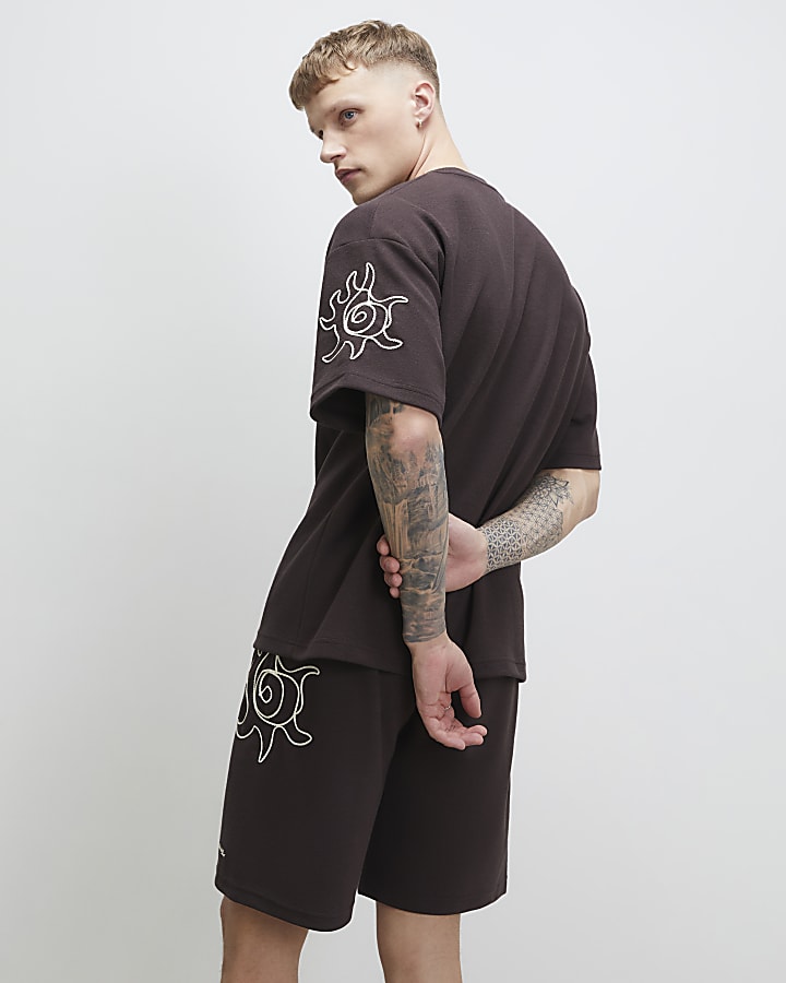 Brown Oversized Fit Luminis Roping T-Shirt