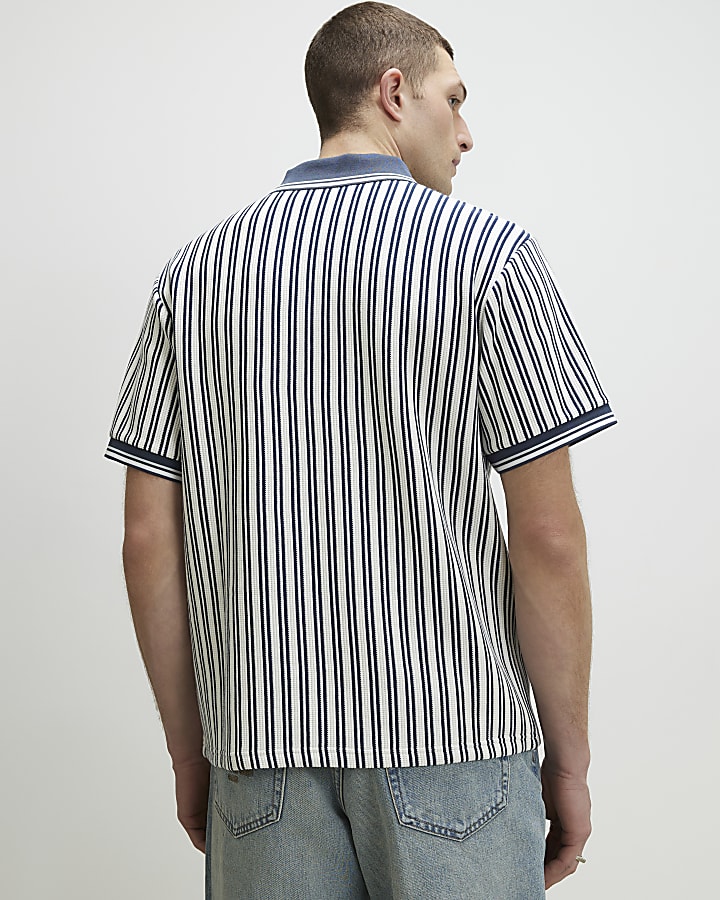 Blue Regular Fit L'Equipe Stripe Polo Shirt