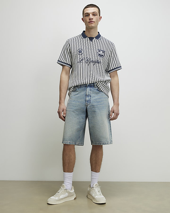 Blue Regular Fit L'Equipe Stripe Polo Shirt