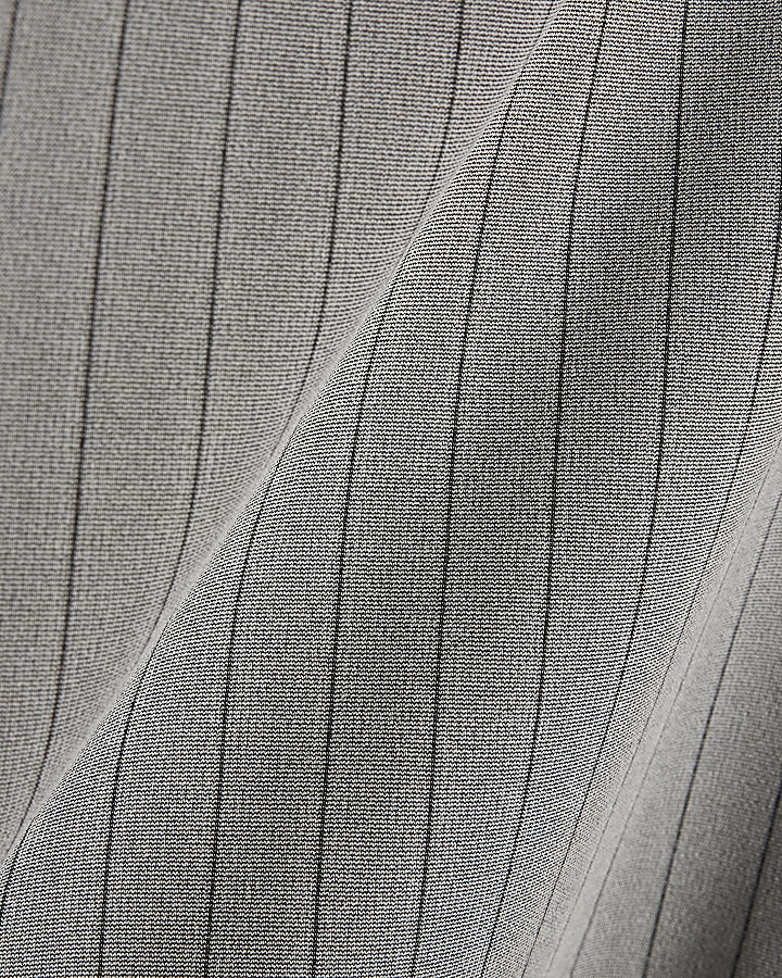 Grey Slim Fit Pinstripe Polo Shirt