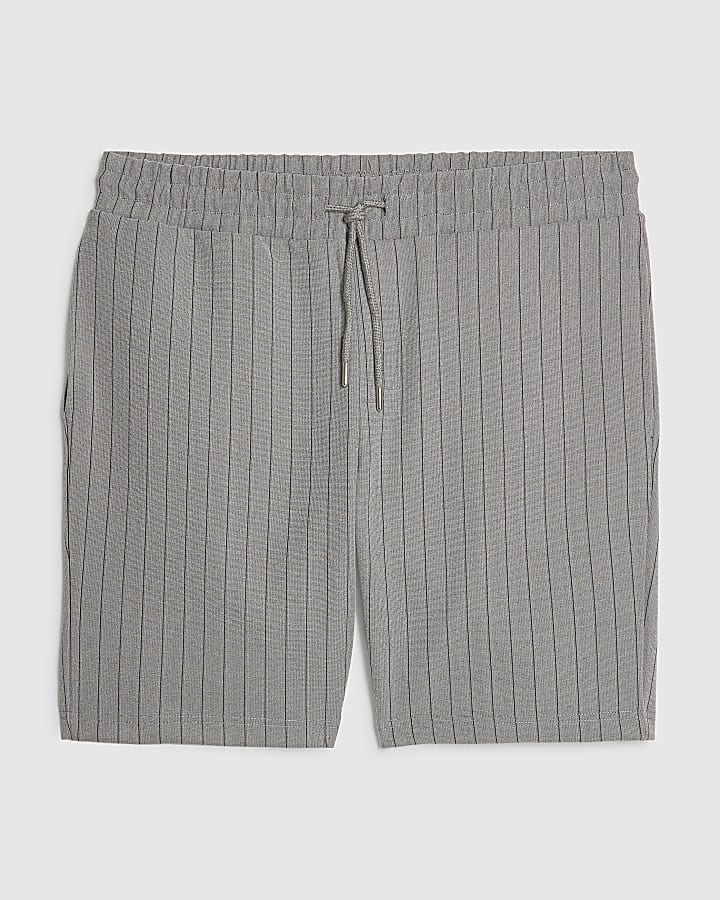 Grey Slim Fit Pinstripe Shorts