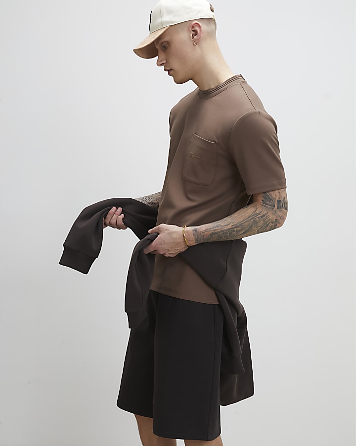 Brown Slim Fit Sanctuaire Pocket T-Shirt