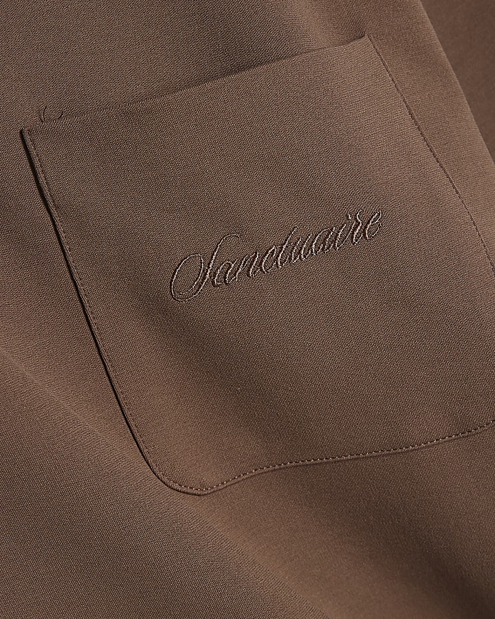 Brown Slim Fit Sanctuaire Pocket T-Shirt