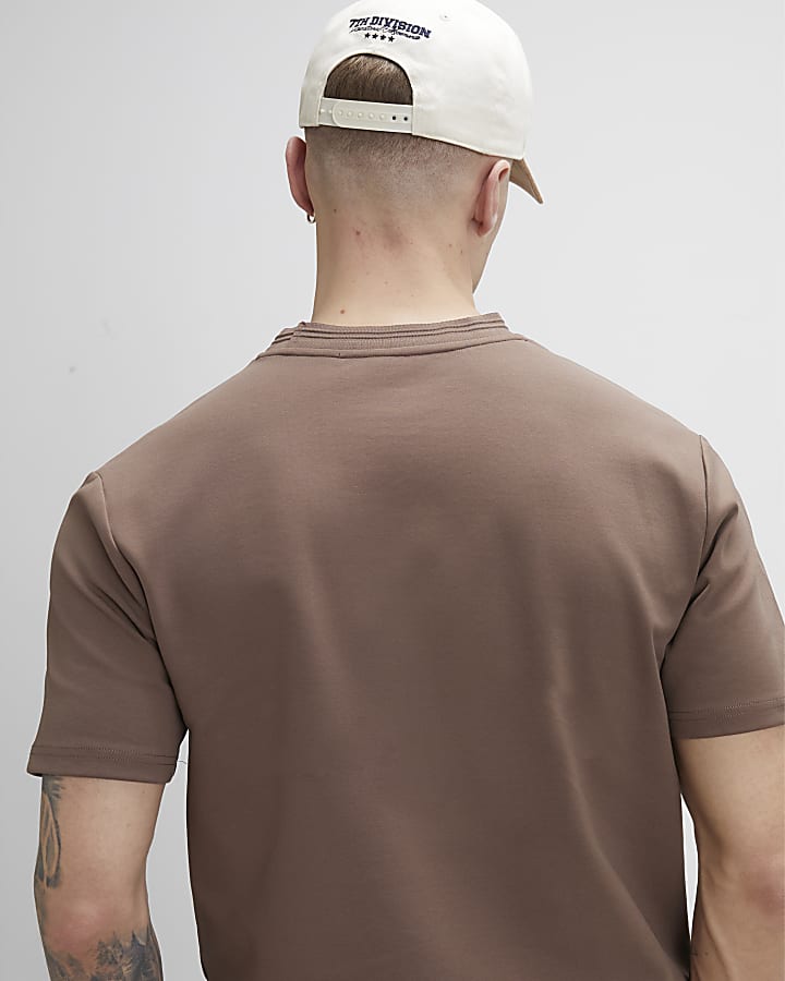 Brown Slim Fit Sanctuaire Pocket T-Shirt
