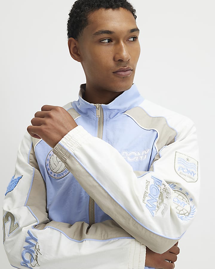 Blue Blocked Track Top