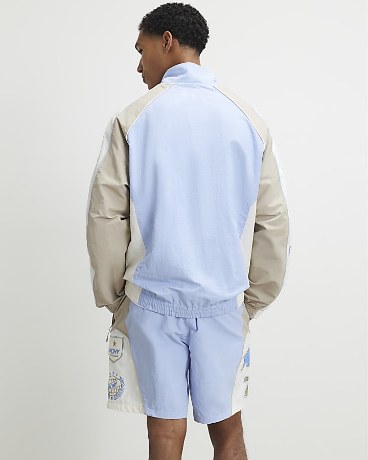 Blue Blocked Track Top