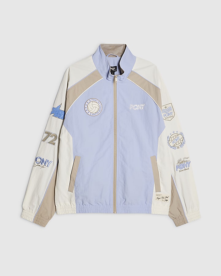 Blue Blocked Track Top