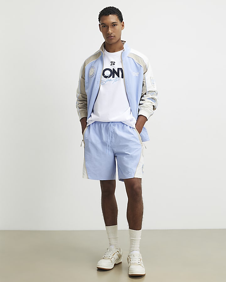 Blue Blocked Track Top
