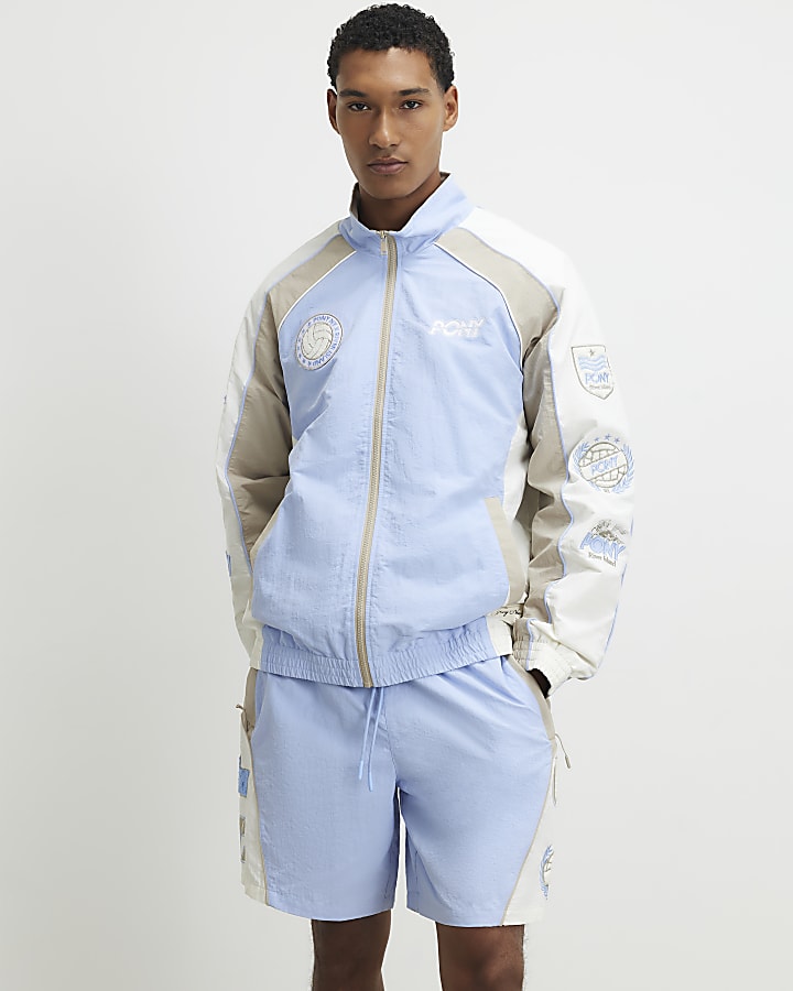 Blue Blocked Track Top