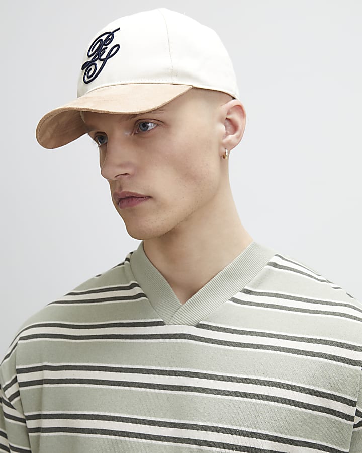 Green Oversized Fit Stripe V Neck T-Shirt