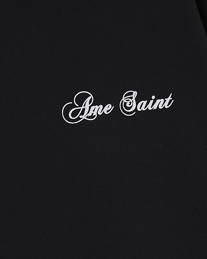 Black Oversized Baroque Back Patch T-Shirt