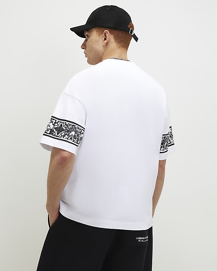 White Oversized Fit Baroque T-Shirt