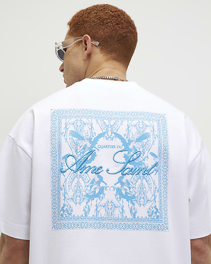 White Oversized Ame Saint Patch T-Shirt