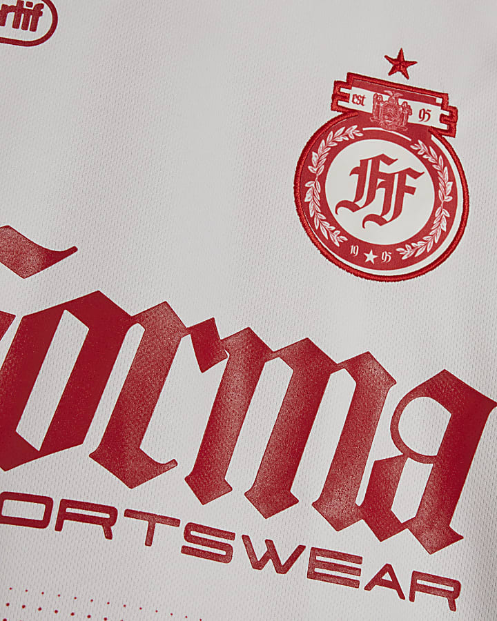 White Oversized Fit Ombre Football T-Shirt