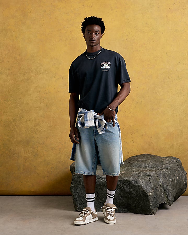 Black Oversized Fit Eden State Skull T-Shirt