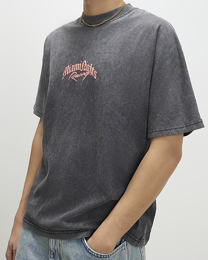 Black Oversized Fit Miami Nights T-Shirts
