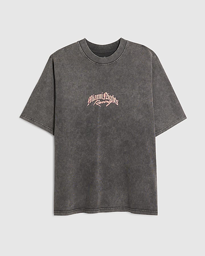 Black Oversized Fit Miami Nights T-Shirts