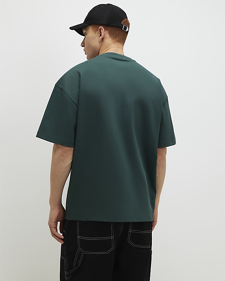 Green Oversized Fit R Badge T-Shirt