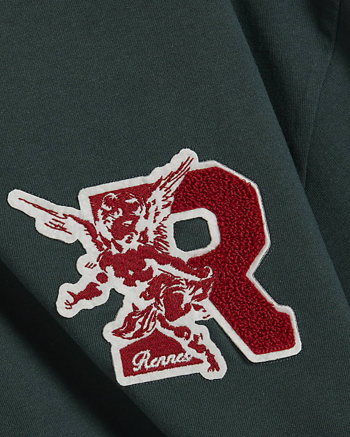 Green Oversized Fit R Badge T-Shirt