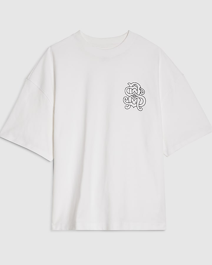 White Oversized Fit Front Crest T-Shirt