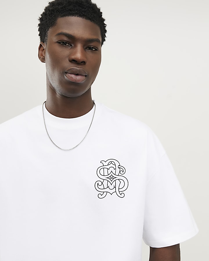 White Oversized Fit Front Crest T-Shirt