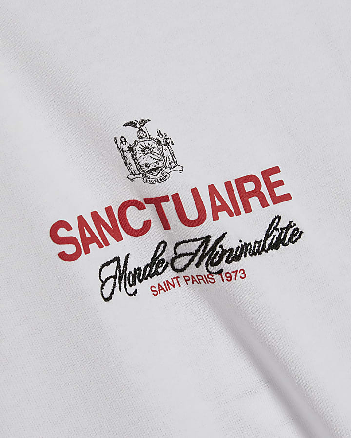 White Oversized Fit Sanctuaire Crest T-Shirt