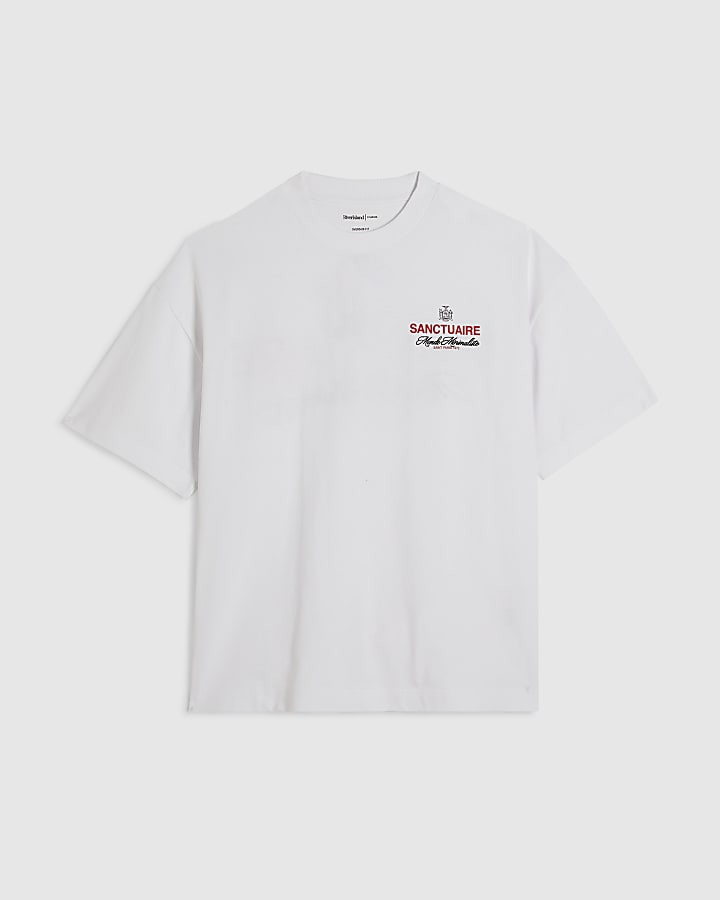 White Oversized Fit Sanctuaire Crest T-Shirt