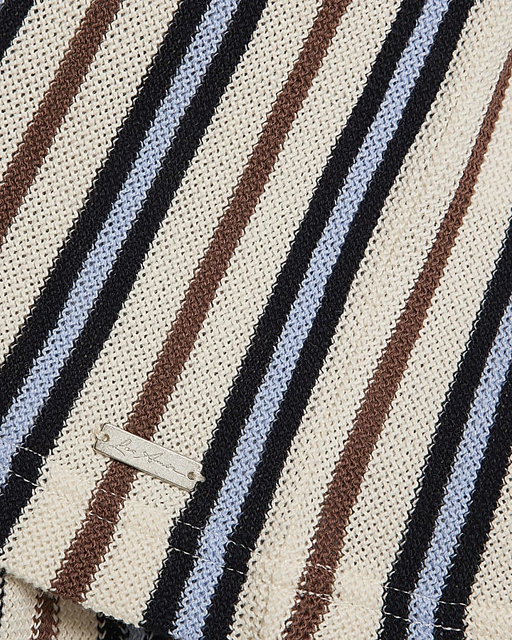 Blue Slim Fit Stripe Polo Shirt