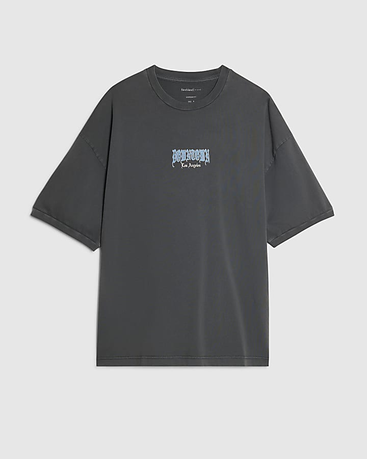 Black Oversized Fit Washed Downtown T-Shirt