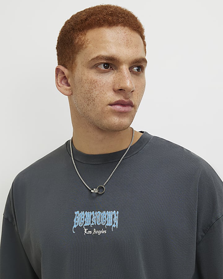 Black Oversized Fit Washed Downtown T-Shirt