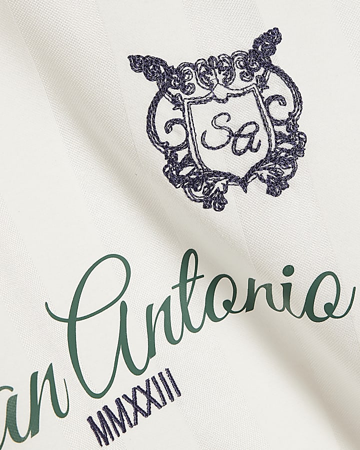 White Oversized Fit Stripe Polo Shirt