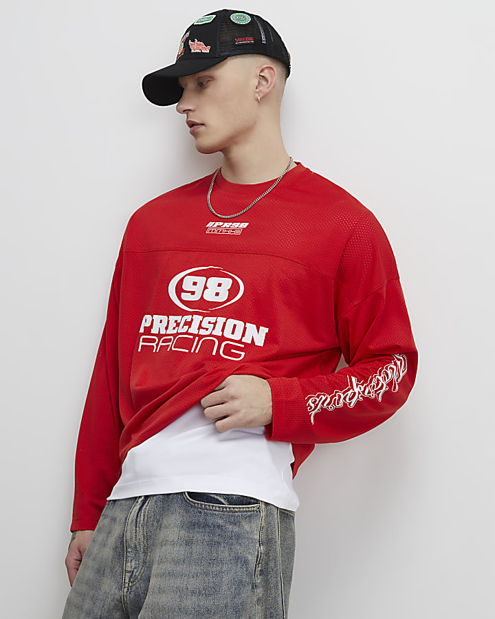 Red Oversized Fit 98 Precision Racing T-Shirt