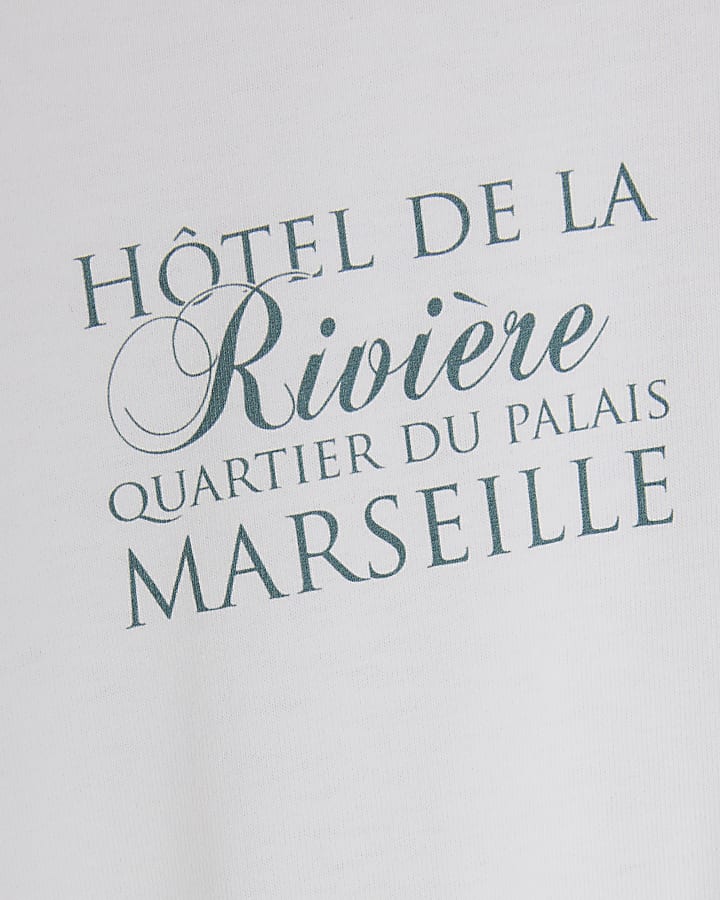White Oversized Fit Riviere Hotel T-Shirt