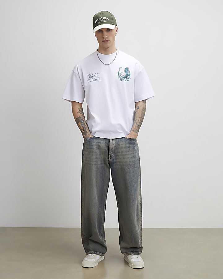 White Oversized Fit Riviere Hotel T-Shirt