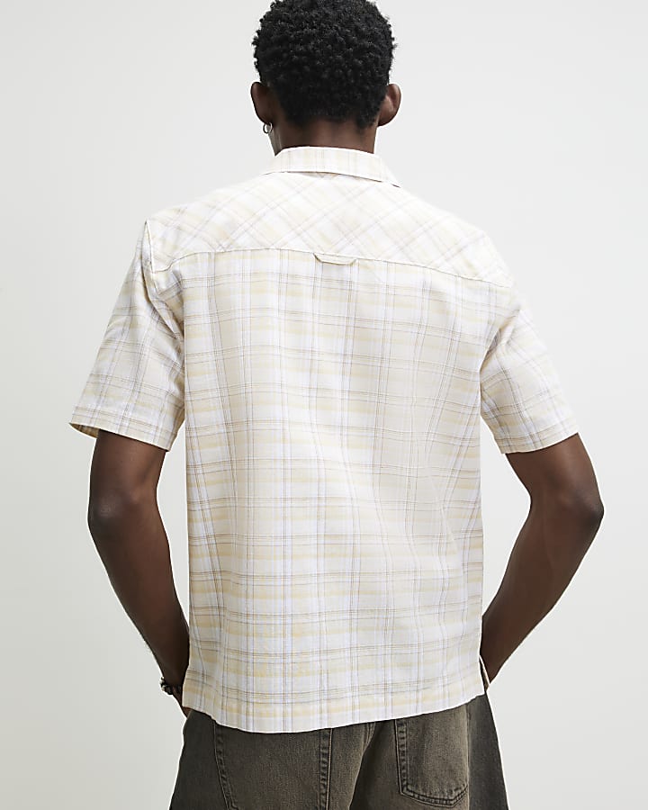 Yellow Linen Blend Check Shirt