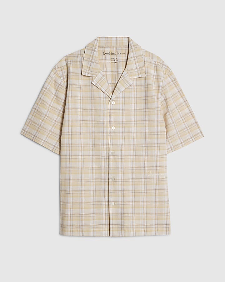 Yellow Linen Blend Check Shirt
