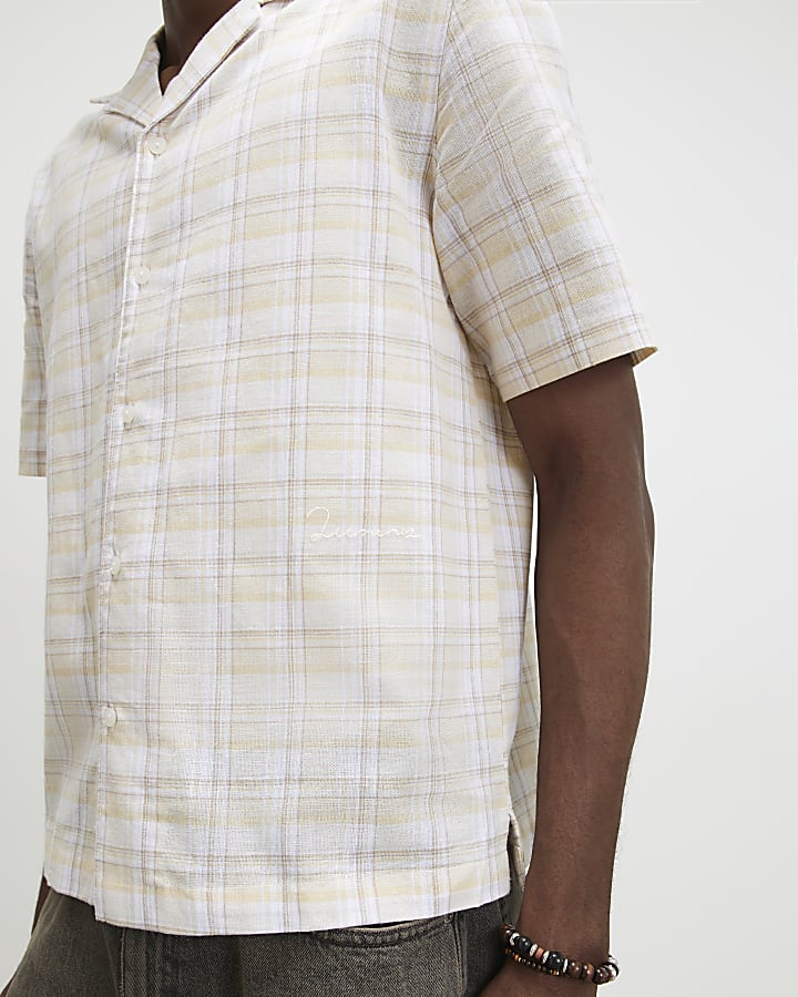 Yellow Linen Blend Check Shirt